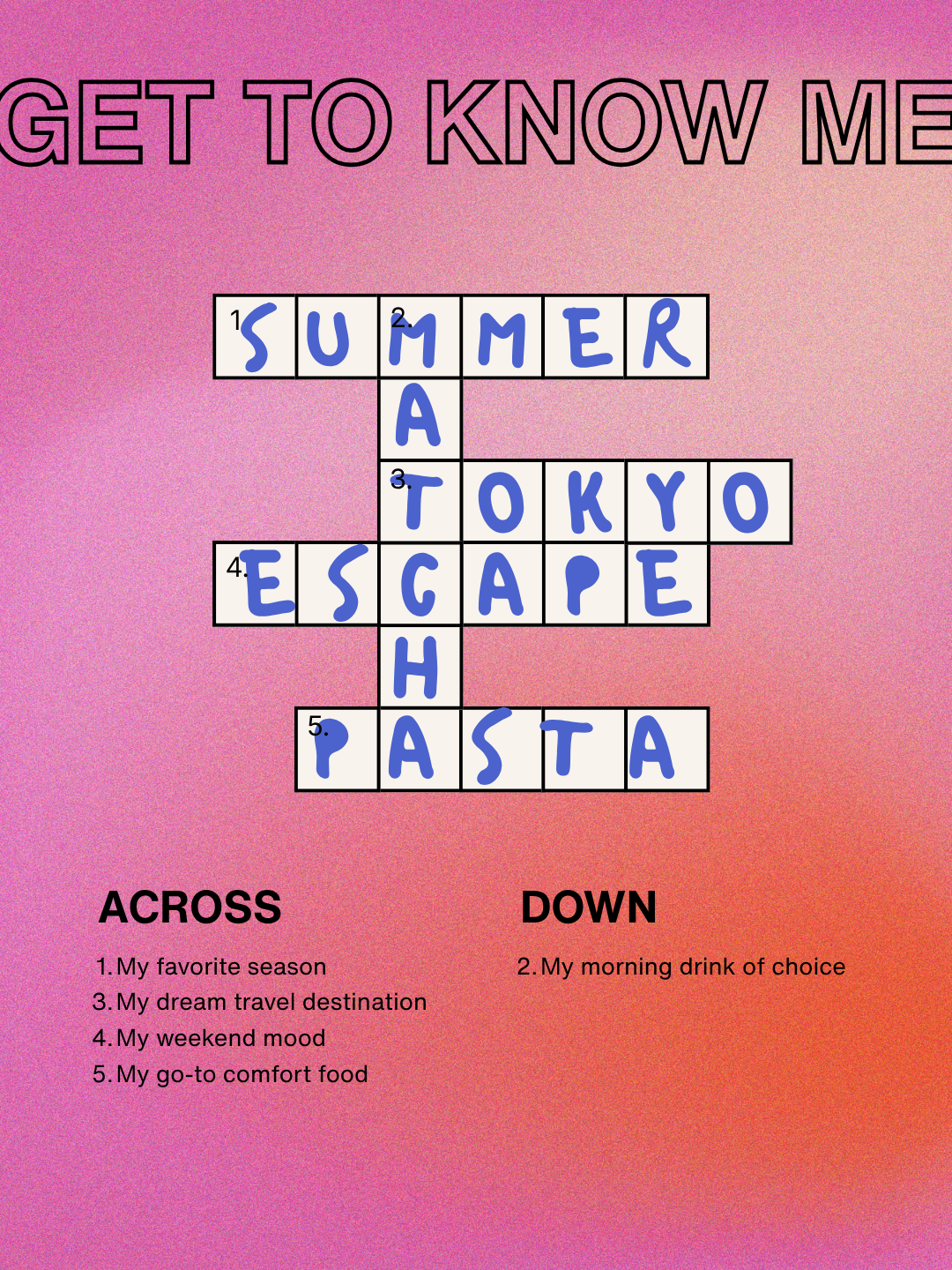 Get to Know Me template